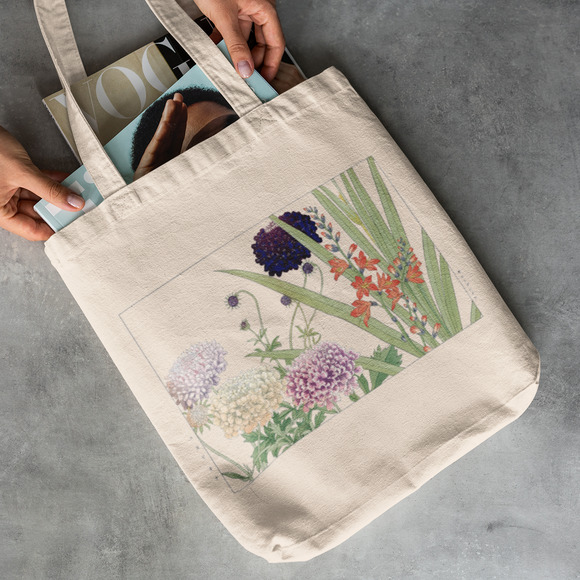 Scabiosa & Montbretia Flower Canvas Tote - Picture 2 of 5